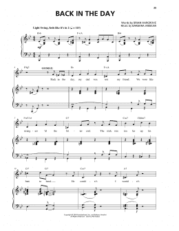 page one of Back In The Day (Piano & Vocal)