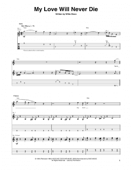 page one of My Love Will Never Die (Guitar Tab)
