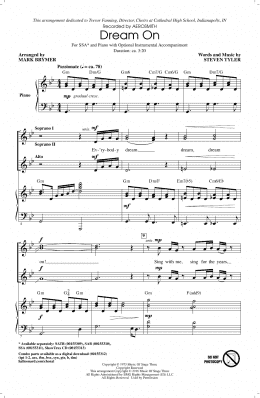 page one of Dream On (arr. Mark Brymer) (SSA Choir)