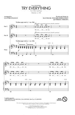 page one of Try Everything (from Zootopia) (arr. Alan Billingsley) (2-Part Choir)