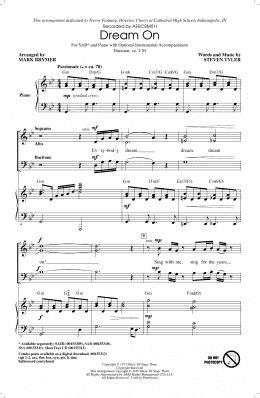 page one of Dream On (arr. Mark Brymer) (SAB Choir)