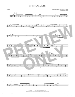 page one of It's Too Late (Viola Solo)