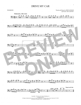 page one of Drive My Car (Trombone Solo)