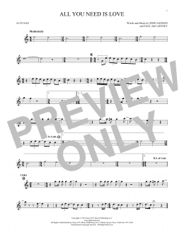 page one of All You Need Is Love (Alto Sax Solo)