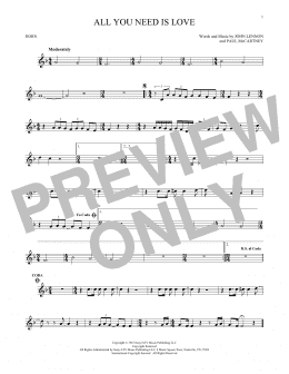 page one of All You Need Is Love (French Horn Solo)