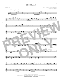 page one of Birthday (Tenor Sax Solo)