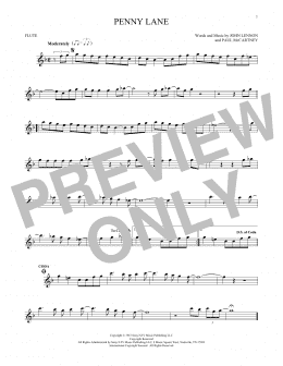 page one of Penny Lane (Flute Solo)