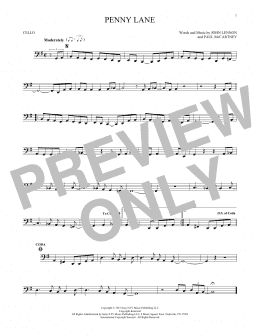 page one of Penny Lane (Cello Solo)