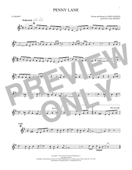 page one of Penny Lane (Clarinet Solo)