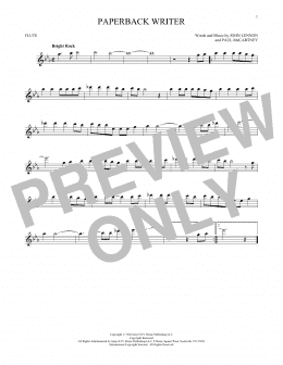page one of Paperback Writer (Flute Solo)