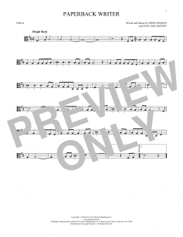 page one of Paperback Writer (Viola Solo)
