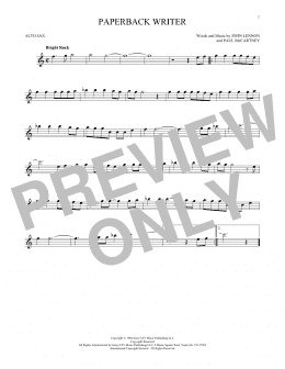 page one of Paperback Writer (Alto Sax Solo)