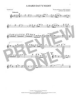 page one of A Hard Day's Night (Tenor Sax Solo)