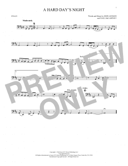 page one of A Hard Day's Night (Cello Solo)