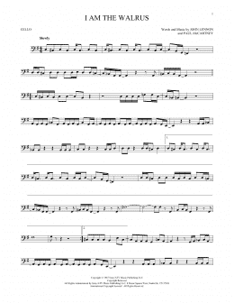 page one of I Am The Walrus (Cello Solo)