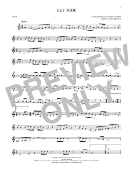 page one of Hey Jude (French Horn Solo)