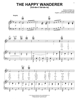 page one of The Happy Wanderer (Val-de-ri Val-de-ra) (Piano, Vocal & Guitar Chords (Right-Hand Melody))