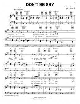 page one of Don't Be Shy (Piano, Vocal & Guitar Chords (Right-Hand Melody))