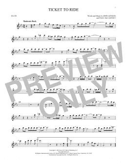 page one of Ticket To Ride (Flute Solo)