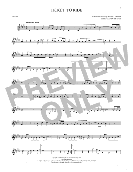 page one of Ticket To Ride (Violin Solo)