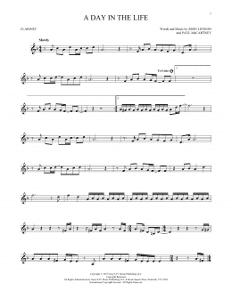 page one of A Day In The Life (Clarinet Solo)