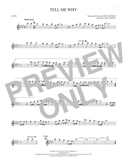 page one of Tell Me Why (Flute Solo)