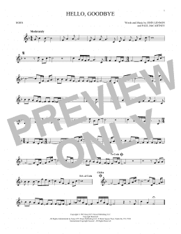 page one of Hello, Goodbye (French Horn Solo)