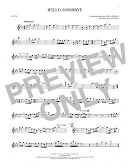 page one of Hello, Goodbye (Flute Solo)