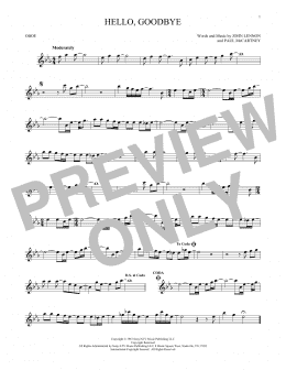 page one of Hello, Goodbye (Oboe Solo)
