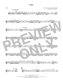 page one of Girl (Oboe Solo)