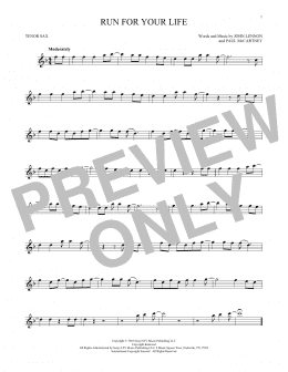 page one of Run For Your Life (Tenor Sax Solo)