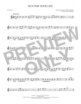 page one of Run For Your Life (Alto Sax Solo)