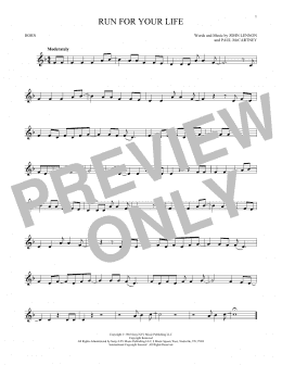page one of Run For Your Life (French Horn Solo)