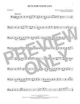 page one of Run For Your Life (Trombone Solo)