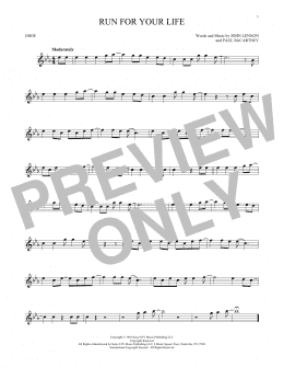 page one of Run For Your Life (Oboe Solo)