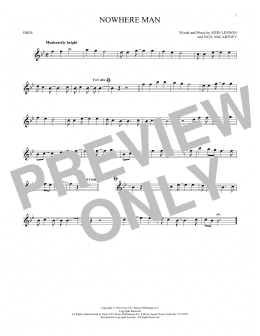 page one of Nowhere Man (Oboe Solo)