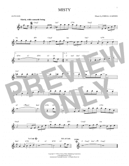 page one of Misty (Alto Sax Solo)