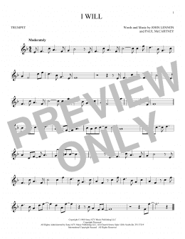 page one of I Will (Trumpet Solo)