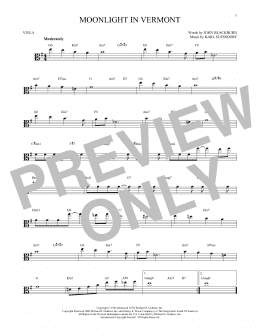 page one of Moonlight In Vermont (Viola Solo)