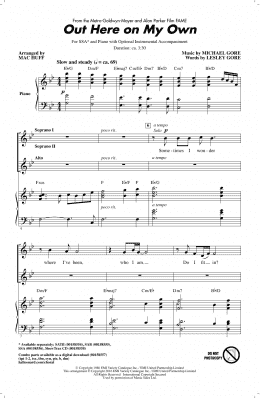page one of Out Here On My Own (from Fame) (arr. Mac Huff) (SSA Choir)