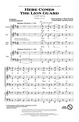 page one of Here Comes The Lion Guard (SATB Choir)