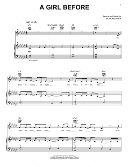 page one of A Girl Before (Piano, Vocal & Guitar Chords (Right-Hand Melody))