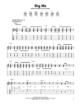 page one of Big Me (Easy Guitar Tab)