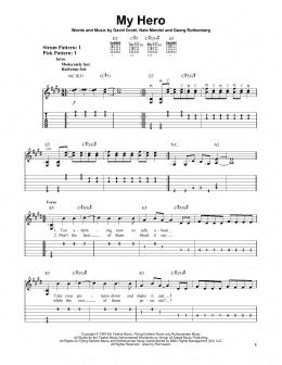 page one of My Hero (Easy Guitar Tab)
