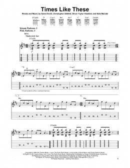 page one of Times Like These (Easy Guitar Tab)