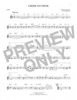 page one of Cheek To Cheek (French Horn Solo)