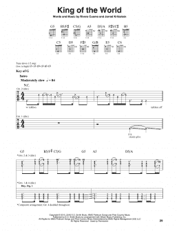 page one of King Of The World (Guitar Lead Sheet)