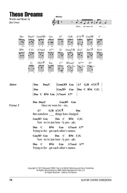 page one of These Dreams (Guitar Chords/Lyrics)