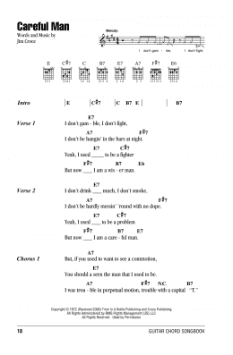 page one of Careful Man (Guitar Chords/Lyrics)