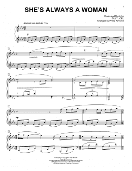 page one of She's Always A Woman [Classical version] (arr. Phillip Keveren) (Piano Solo)